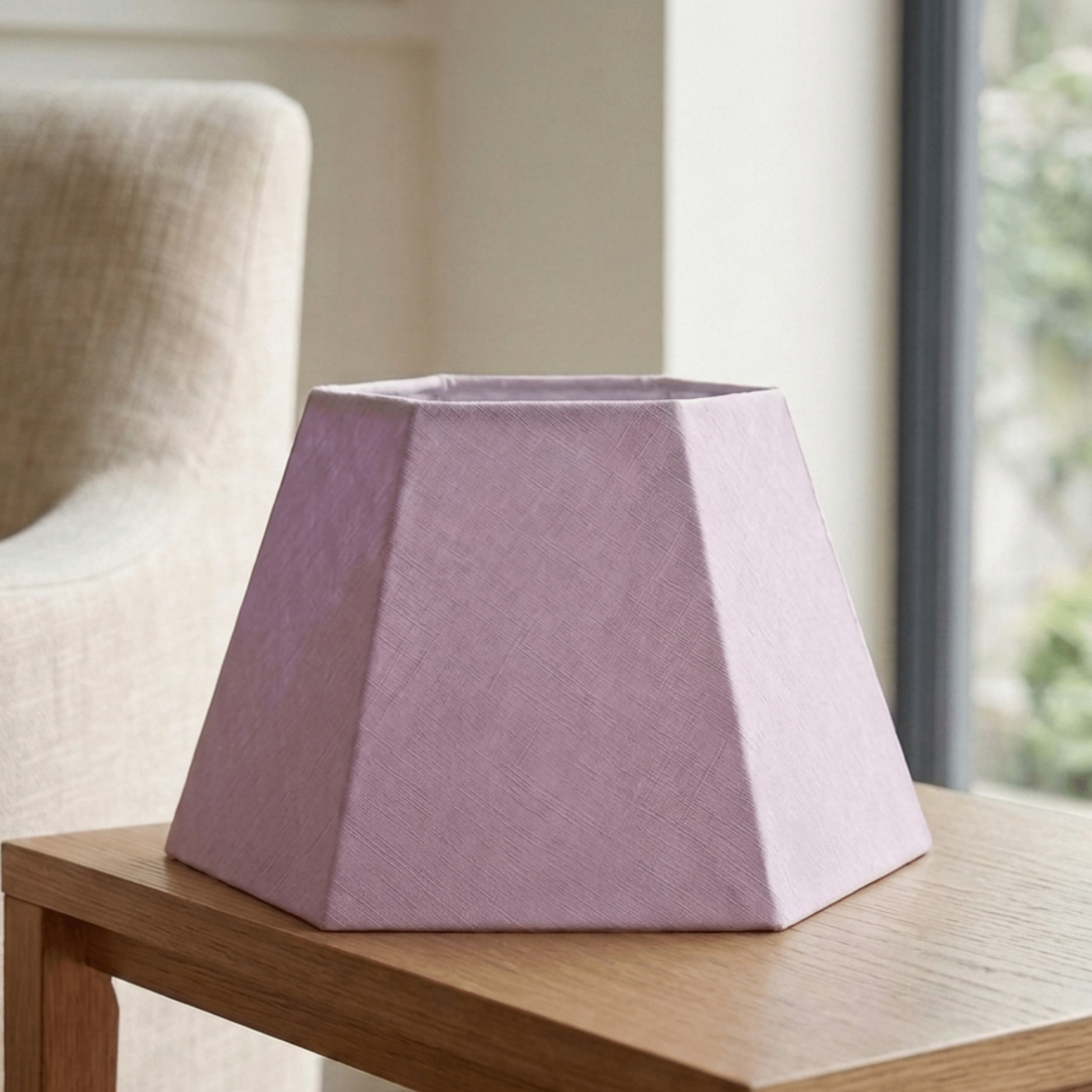 Rectangular Cut Lavy Lampshade - Lavender Cotton Linen Lampshade for Table Lamps - Rhaa - 
