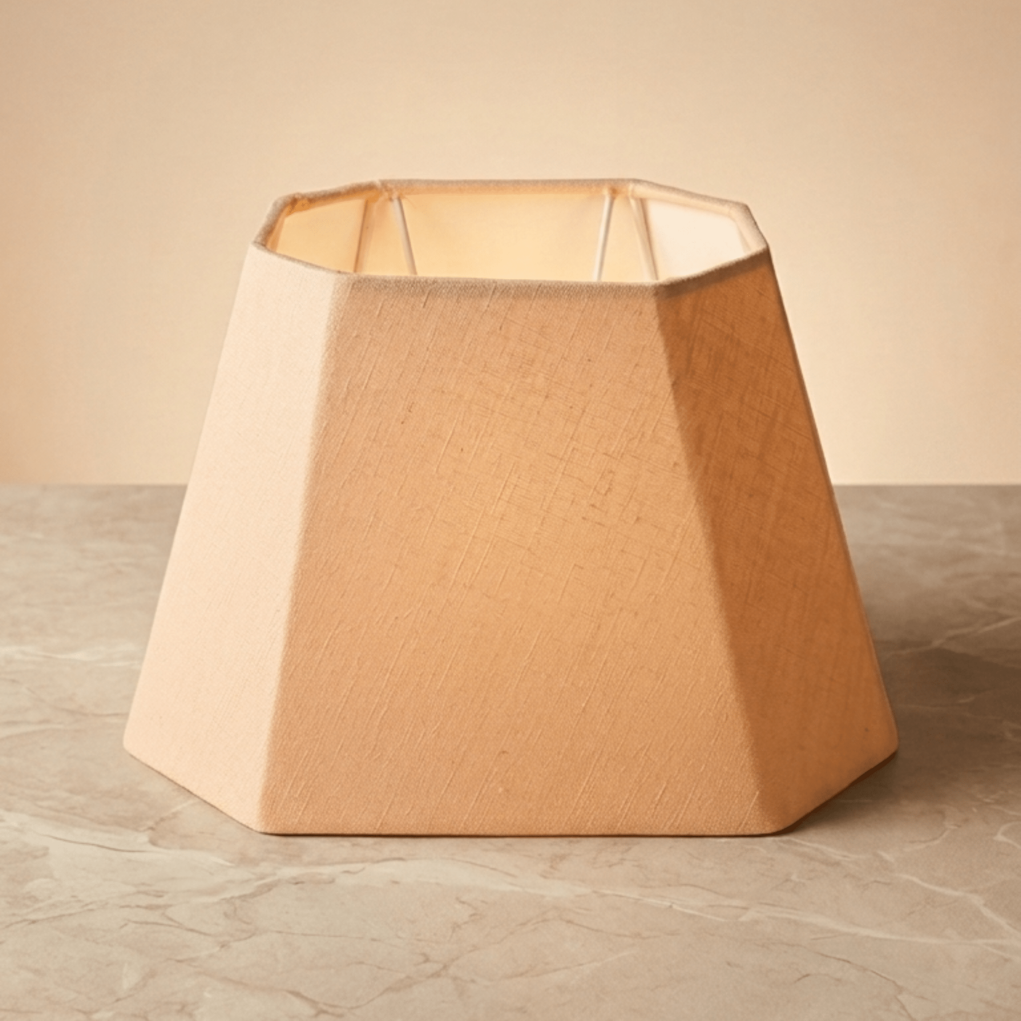 Rectangular Cut Melon Lampshade - Beige Cotton Linen Lampshade for Table Lamps - Rhaa - 