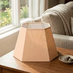 Rectangular Cut Melon Lampshade - Beige Cotton Linen Lampshade for Table Lamps - Rhaa - 