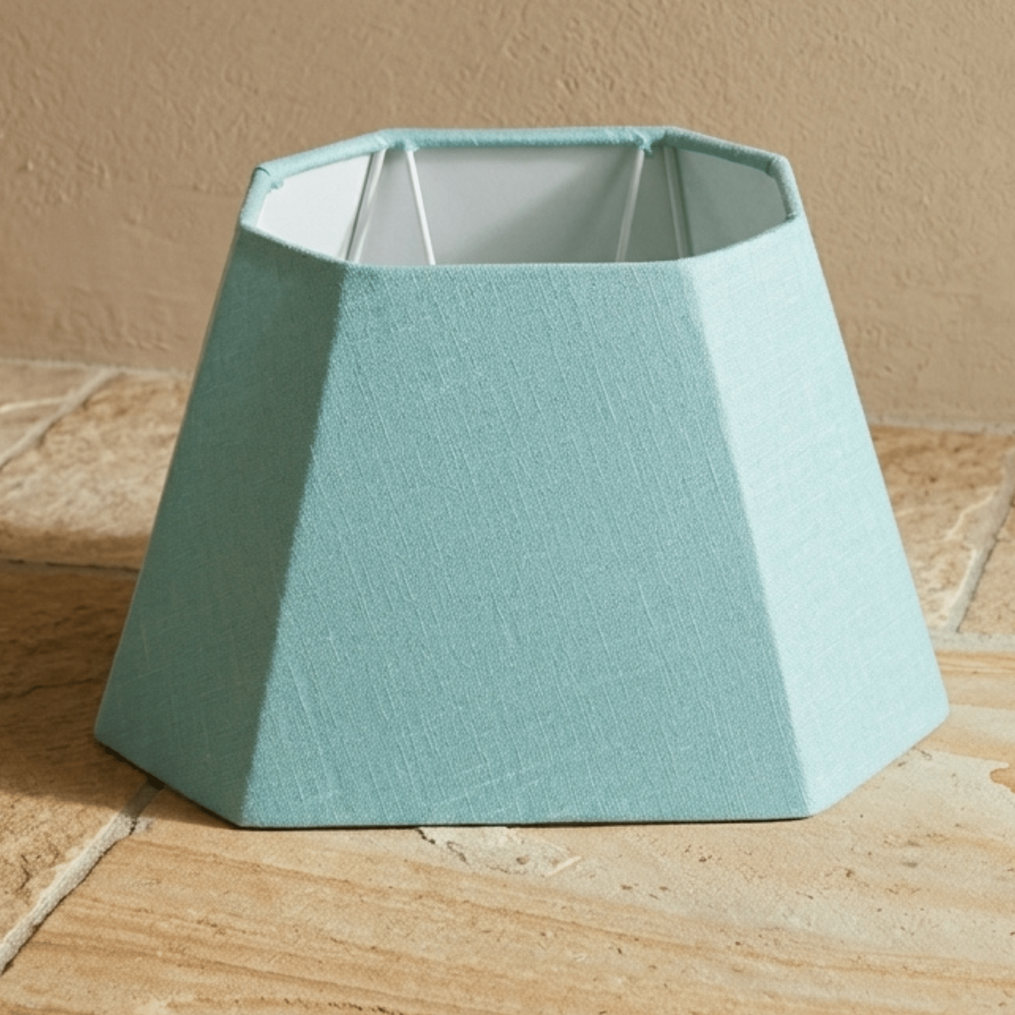 Rectangular Cut Turq Lampshade - Turquoise Cotton Linen Lampshade for Table Lamps - Rhaa - 