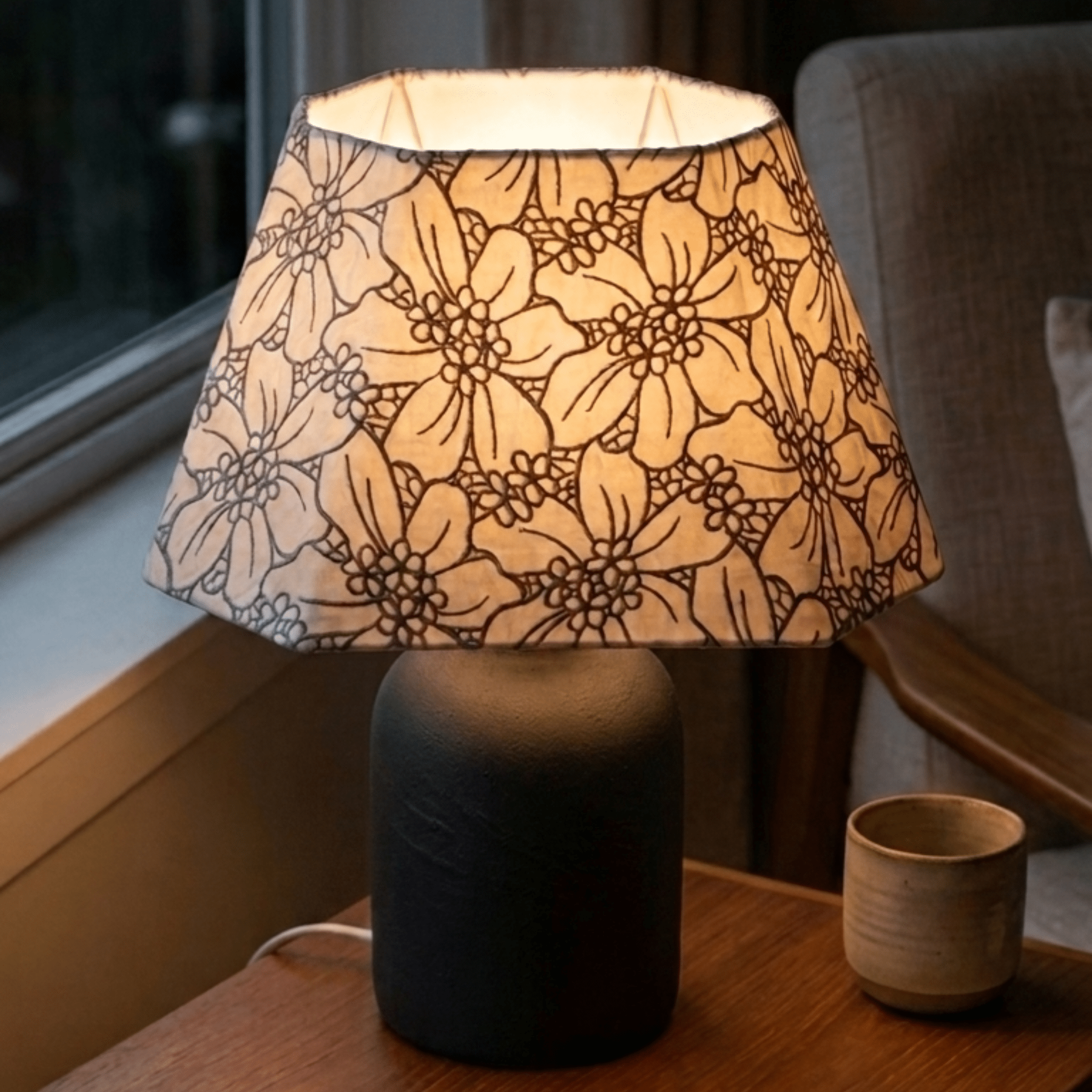 Rectangular Slate Lampshade – Grey Fabric Table Lampshade for Living Room & Bedroom - Rhaa - 