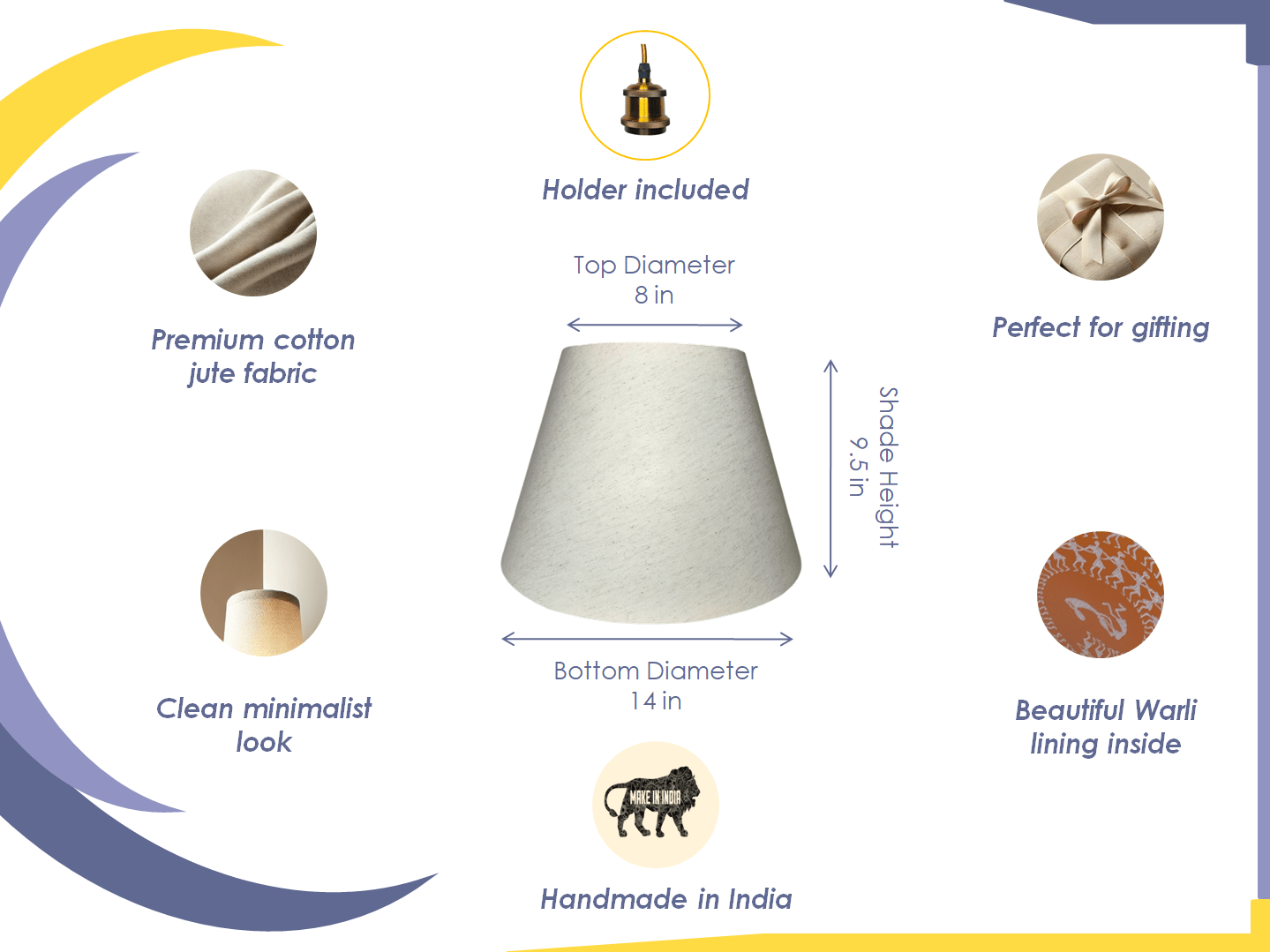 Warli Art Pendant Lamp - Handcrafted Cotton Jute Hanging Lamp with Traditional Indian Design - Rhaa - 