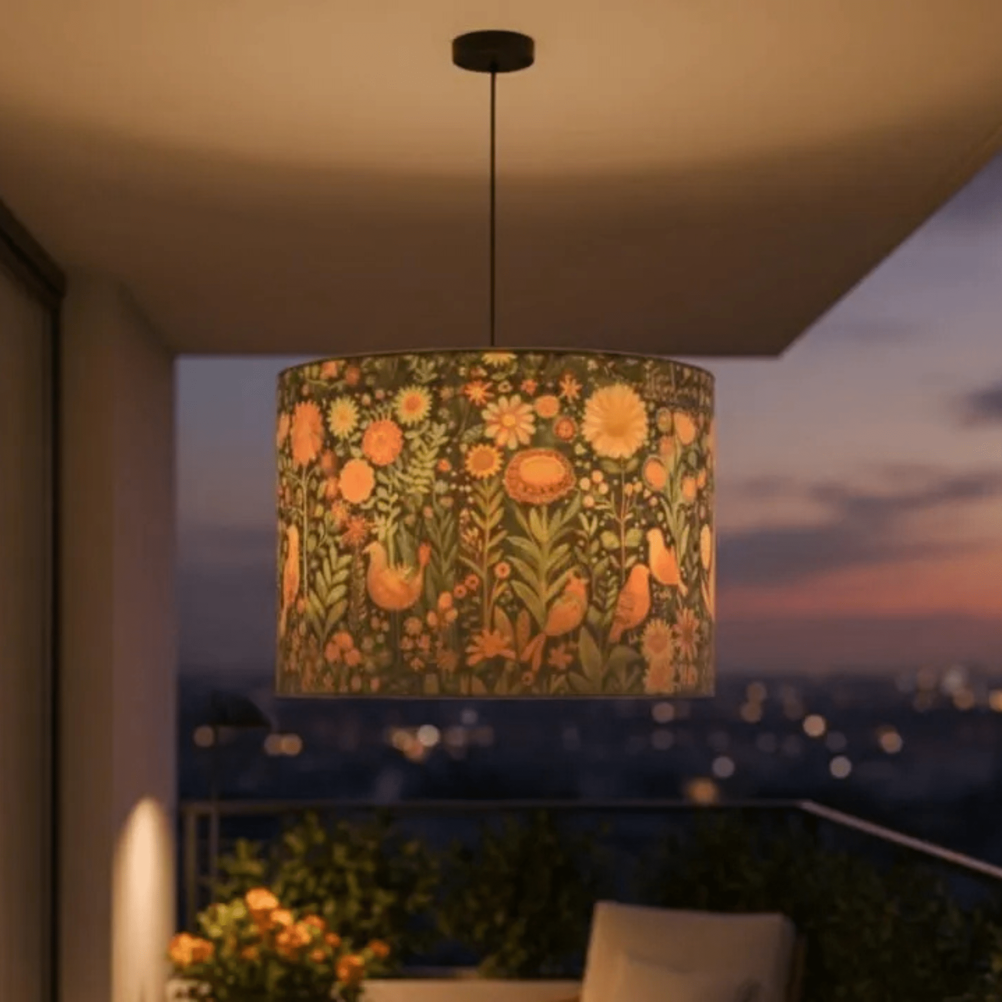White Forest Pendant Lamp - Dual Mood Pendant Lamp, Enchanted White Forest, Designer Handcrafted Lampshade - Rhaa - 